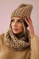 Women's fleece set Merry K202 brown + mustard