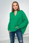 Cotton blouse with rolled up sleeves green