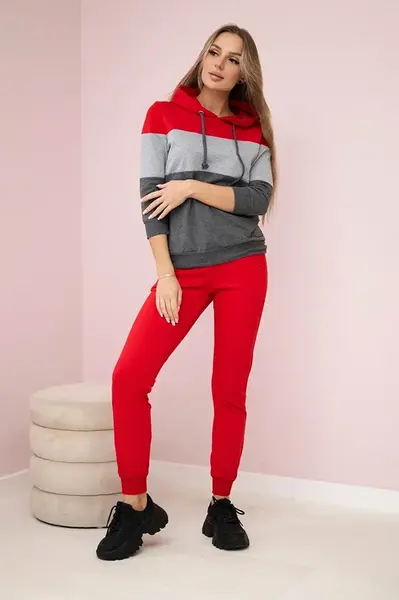 Set with colored stripes red+gray