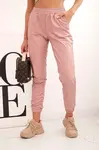Double-layer trousers with navy pink velour