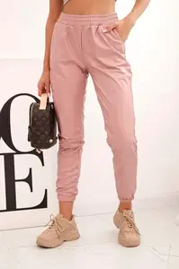 Double-layer trousers with navy pink velour