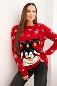 Christmas sweater with reindeer red