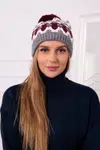 Women's cap Laila K283 dark gray+white+wine