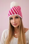 marka niezdefiniowana Dámska čiapka s pomponom Hanna K328 biela+fuchsiová