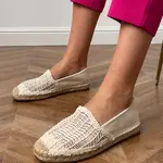 marka niezdefiniowana Béžové ažúrové espadrilky na platforme Plevis