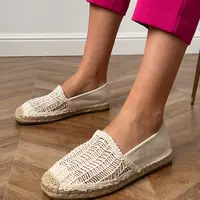 marka niezdefiniowana Béžové ažúrové espadrilky na platforme Plevis