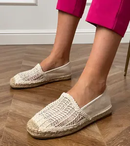 marka niezdefiniowana Béžové ažúrové espadrilky na platforme Plevis