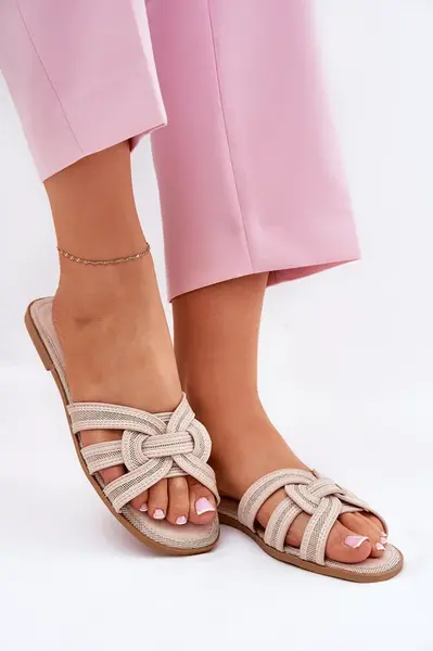 Boto Dámske Ploché Sandále S Prepletenými Popruhmi Béžové Acimine