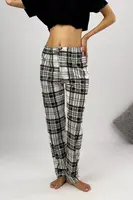 80156 Dewberry Women Pyjama Bottom-WHITE-BLACK