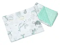 Medi Partners Quilt 55x75 + pillow 35x30 cotton + minky – Ocean + minty minky