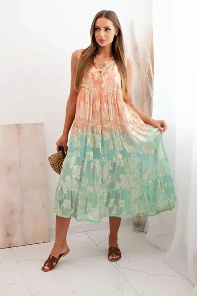 Kesi Włoski Dámske viskózové šaty bez rukávov marhuľa