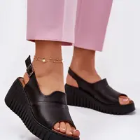 Dámske Sandále Z Prírodnej Kože Na Klíne Artiker Čierne