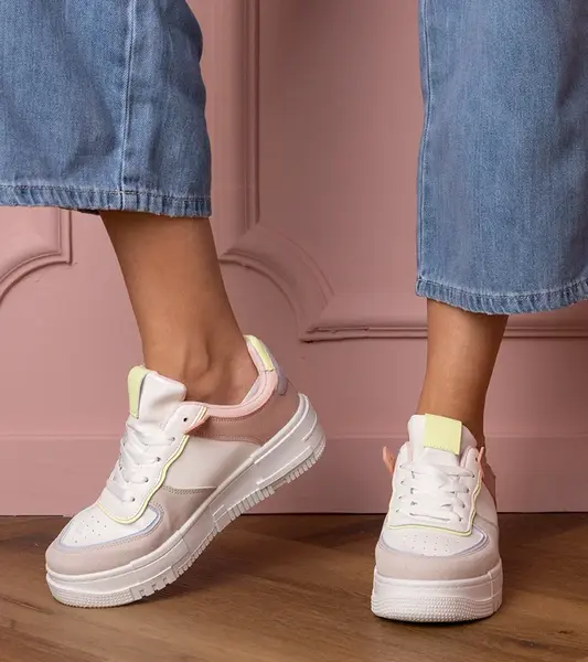 Gemre Bielo-sivé športové tenisky na platforme Fiones