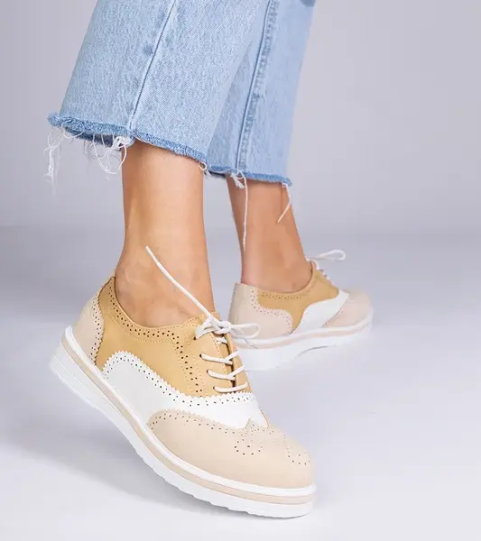 Gemre Béžové klasické poltopánky oxfordky Toddi