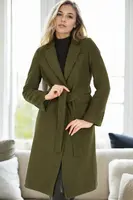 Z6628 DEWBERRY WOMEN'S COAT-KHAKI-1