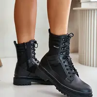 Leather Trapper Ankle Boots Mens Insulated Big Star Black