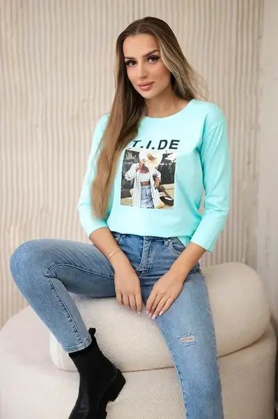 Blouse with Tide mint print