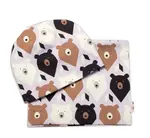 Baby Nellys Dvouvrstvá čepice + komínek Medvědi, hnědá/smetanová, vel. 92/98 vel.  92/98