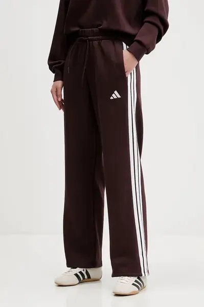 Tepláky adidas Essentials dámské, hnědá barva, s aplikací, JY3091