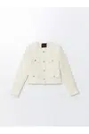 LC Waikiki Crew Neck Textured Women's Tweed Jacket
