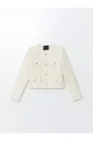 LC Waikiki Crew Neck Textured Women's Tweed Jacket