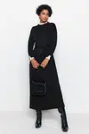 Trendyol Black Pearl Detailní pletené šaty
