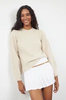 Trendyol Stone Soft Textured Crew Neck Knitwear Sweater