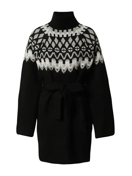 EDITED Pletené šaty 'Amita'  béžová / sivá / čierna