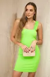 Šaty s volánky na ramínkách zelené neonové