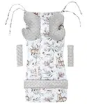Medi Partners Stroller insert in a 4-piece set - Deer in leaves + gray Minky