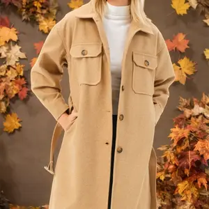 Dámský kabát Z6777 DEWBERRY - plochý velbloudí