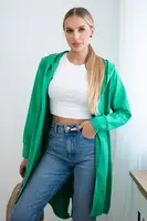 Kardigan s potiskem světle zelený