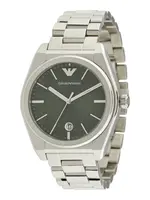 Emporio Armani Analógové hodinky  olivová / strieborná