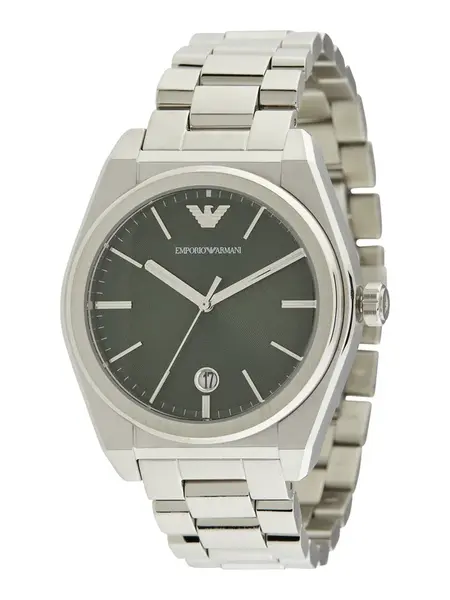 Emporio Armani Analógové hodinky  olivová / strieborná