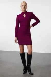 Trendyol Plum Mini Woven Collar Detailed Woven Dress