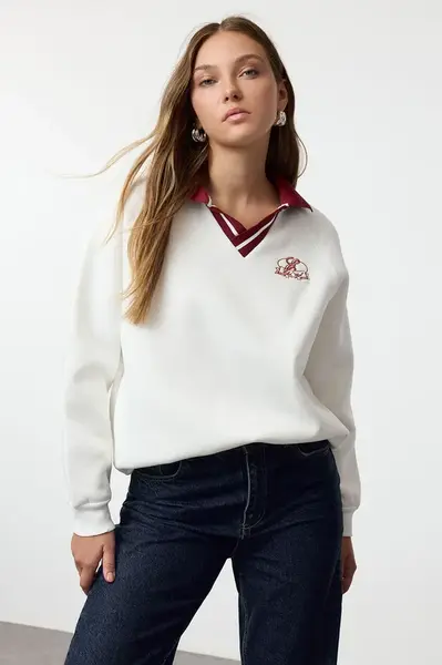 Trendyol Ecru Knitted Sweatshirt