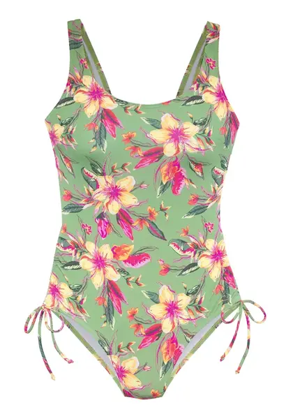 LASCANA Jednodielne plavky 'Malia'  nefritová / svetlozelená / oranžová / ružová
