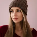 Kesi Fleecová kostkovaná čepice K226 mocca