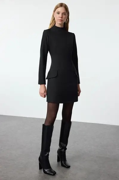 Trendyol Black A-Line Pocket Detailed Mini Woven Dress
