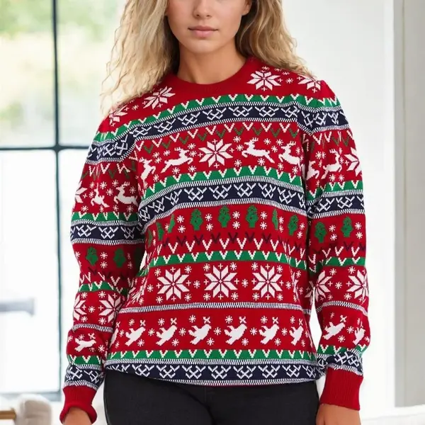 88147 Dewberry Christmas Womens Sweater-RED