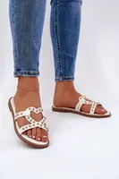 Boto Zdobené Ploché Pantofle Dámské Bílé Adivrae