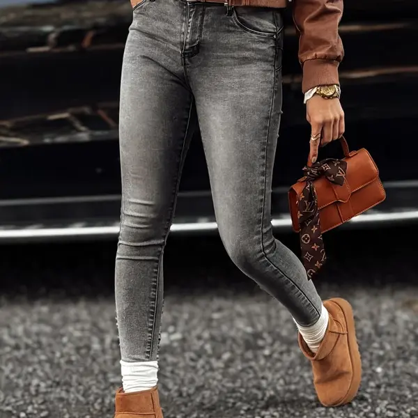 Spodnie damskie JORNIX jeansowe skinny ciemnoszare Dstreet