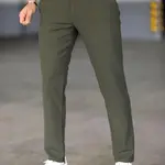 47676 Dewberry Italian Cut Elastic Fabric Mens Trousers-Khaki