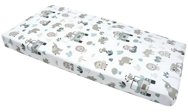 Medi Partners Fitted sheet for bed 120x60 – cotton – Mint Zoo