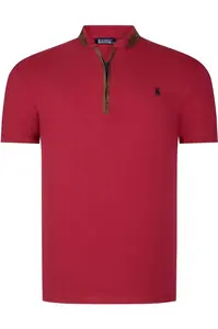 T8571 DEWBERRY ZIPPERED MEN'S T-SHIRT-PLAIN BURGUNDY