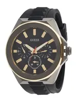 GUESS Analógové hodinky 'Dashboard'  zlatá / striebornosivá / čierna