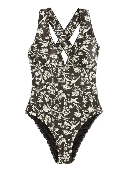 LAURA ASHLEY Jednodielne plavky  čierna / biela