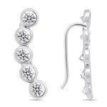 Brilio Silver Třpytivé podélné stříbrné náušnice EA221W