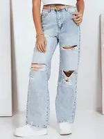 Dámske široké džínsy s pretrhaniami