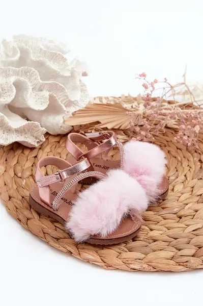 Boto Lakýrované dětské sandálky s mašlí na suchý zip růžové Joratia